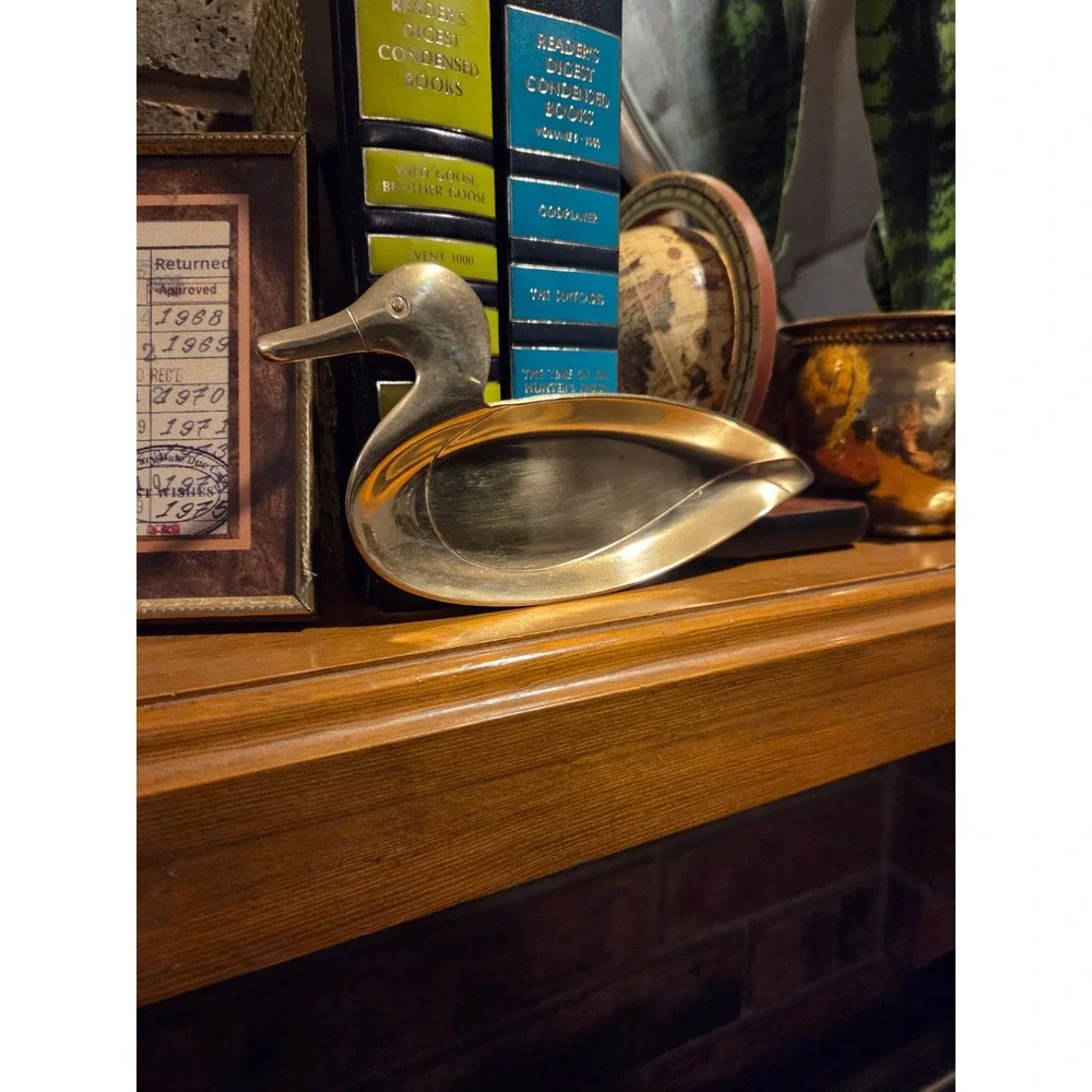 Vintage Duck brass trinket/ Change Dish, Cabin, Woodsy